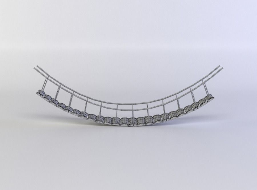 Hanging bridge Low-poly 3D model_3