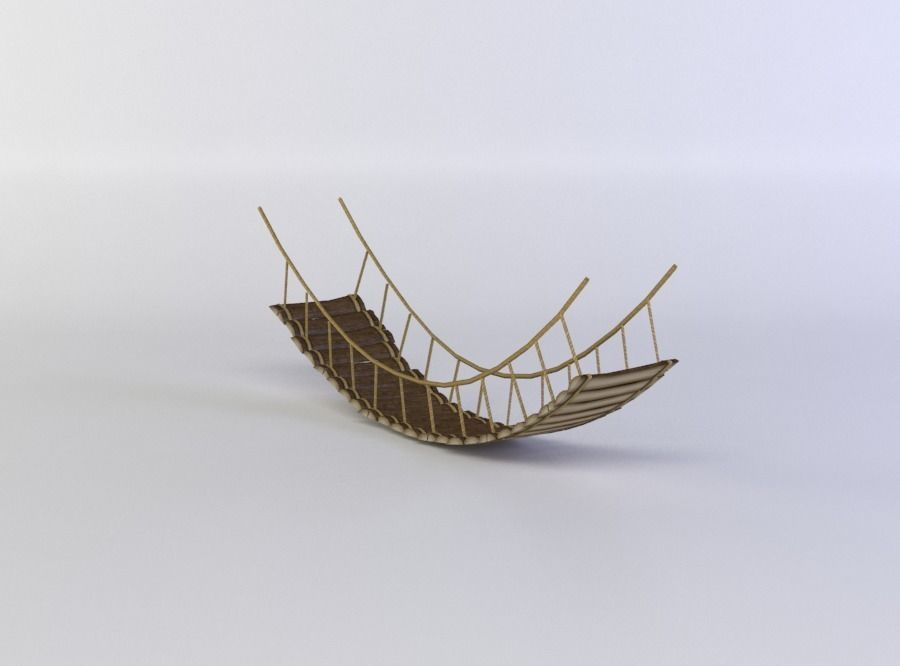 Hanging bridge Low-poly 3D model_2