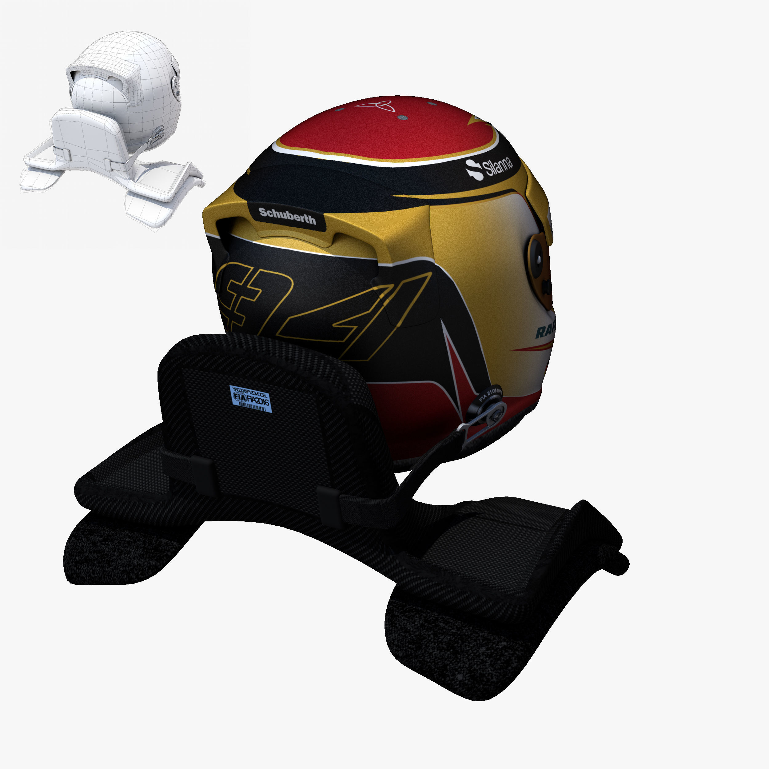 Wehrlein helmet 2017 Low-poly 3D model_3