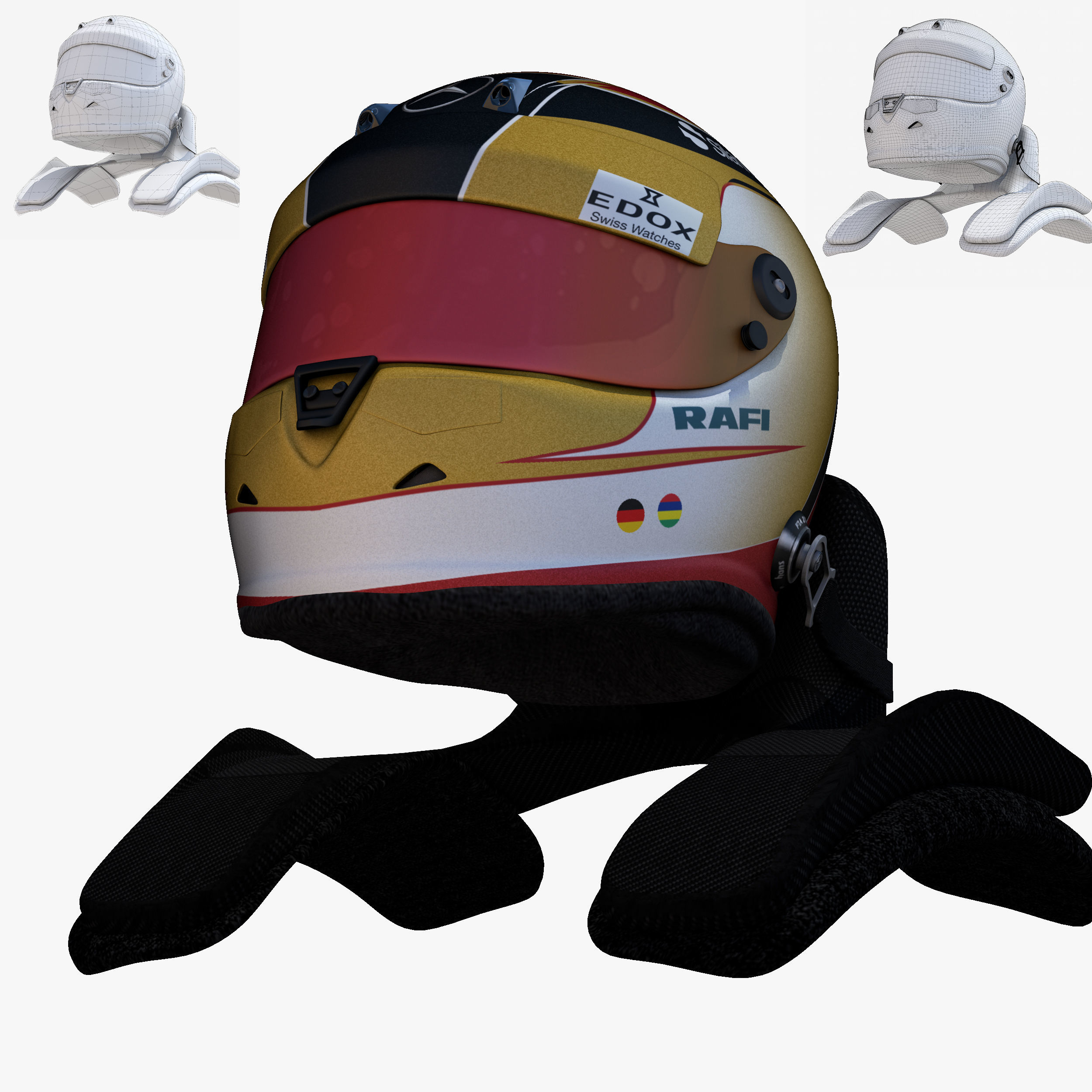 Wehrlein helmet 2017 Low-poly 3D model_9