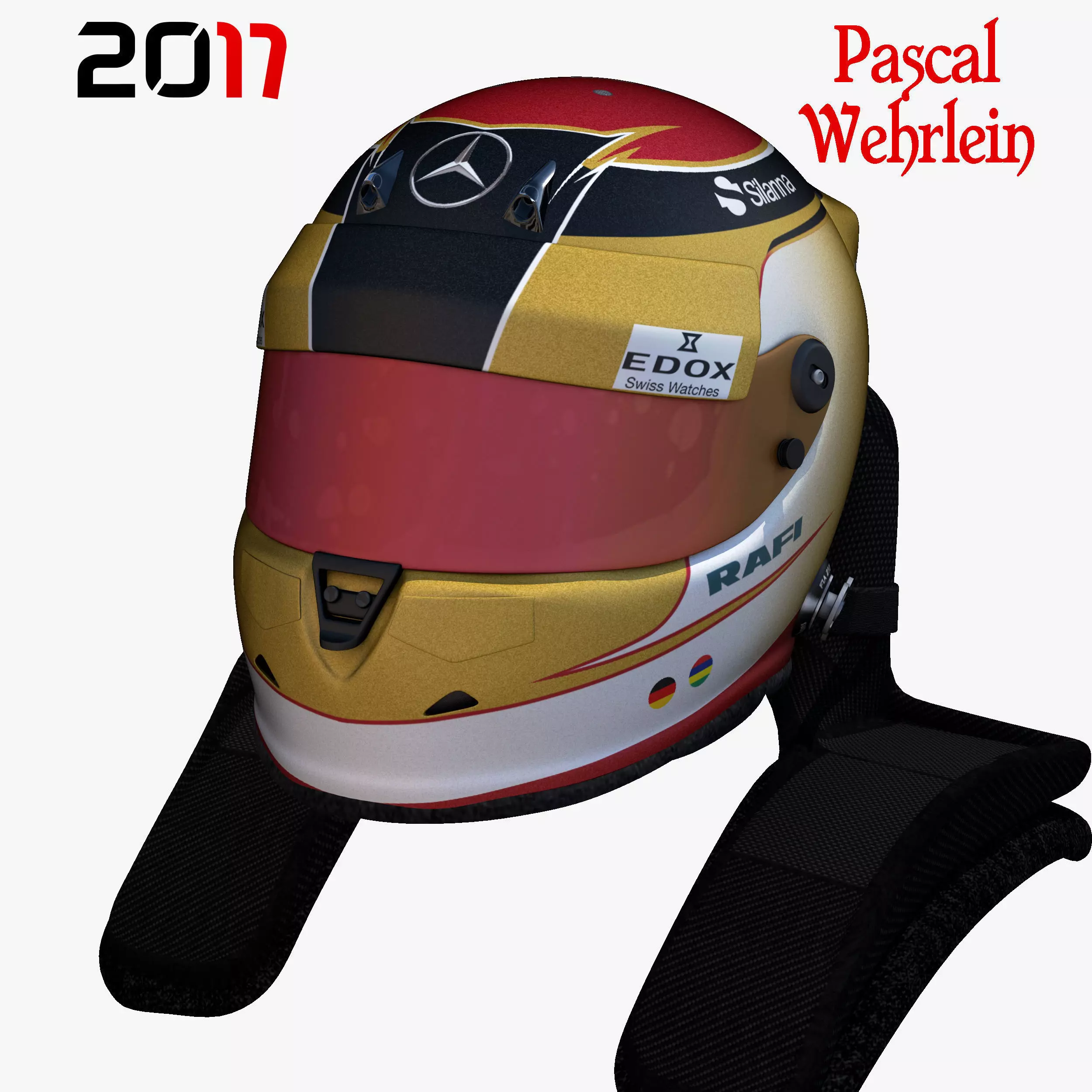 Wehrlein helmet 2017 Low-poly 3D model_0