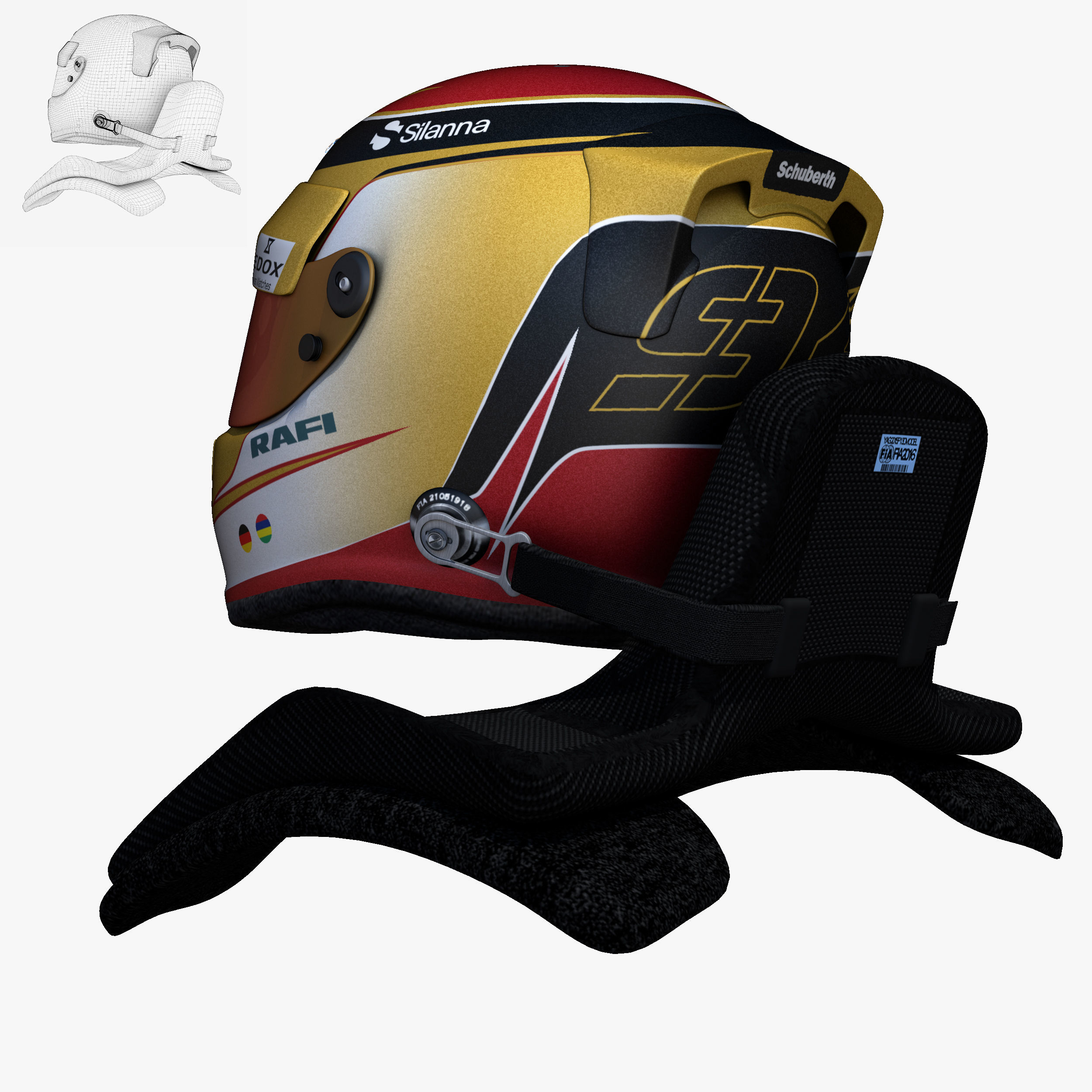 Wehrlein helmet 2017 Low-poly 3D model_10