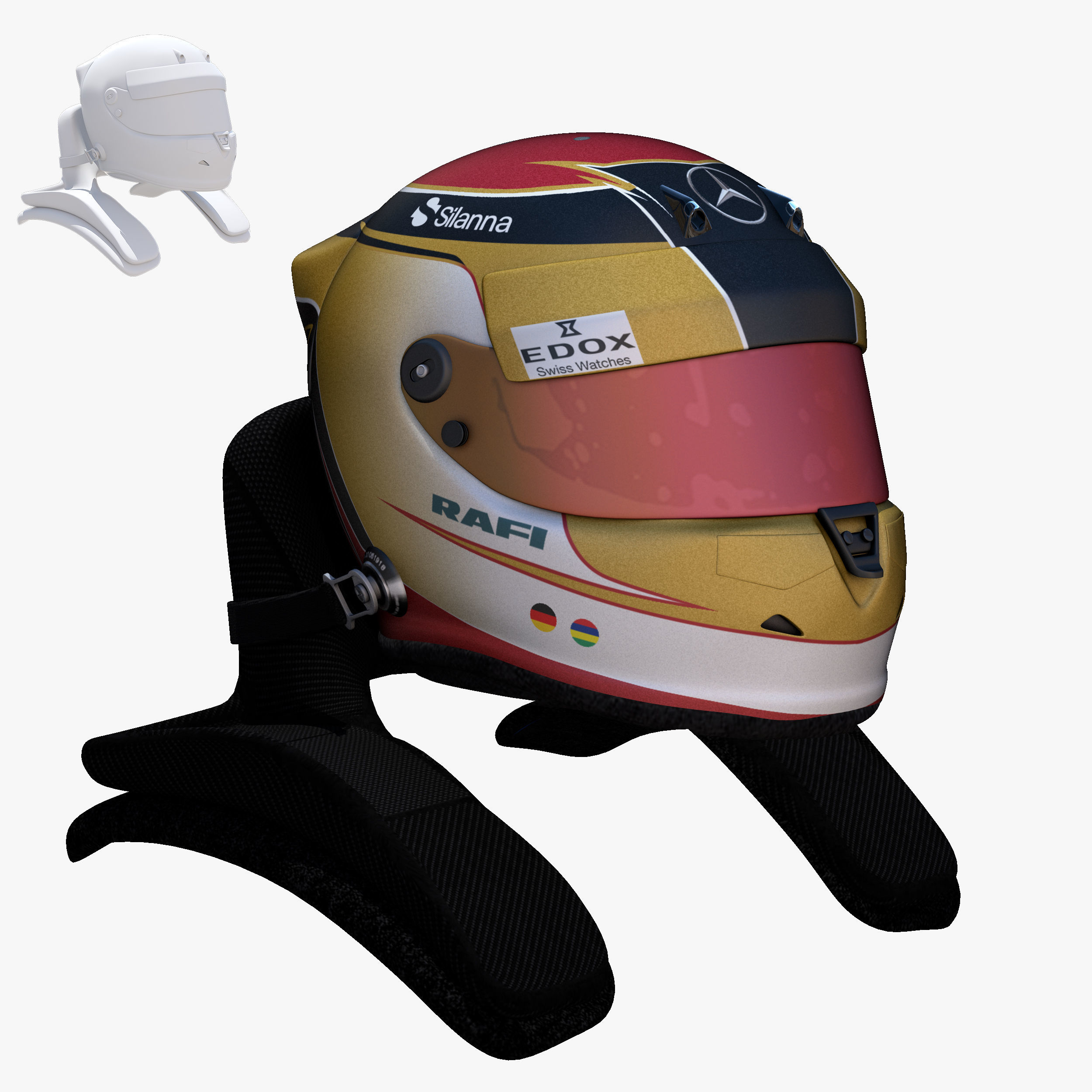 Wehrlein helmet 2017 Low-poly 3D model_2