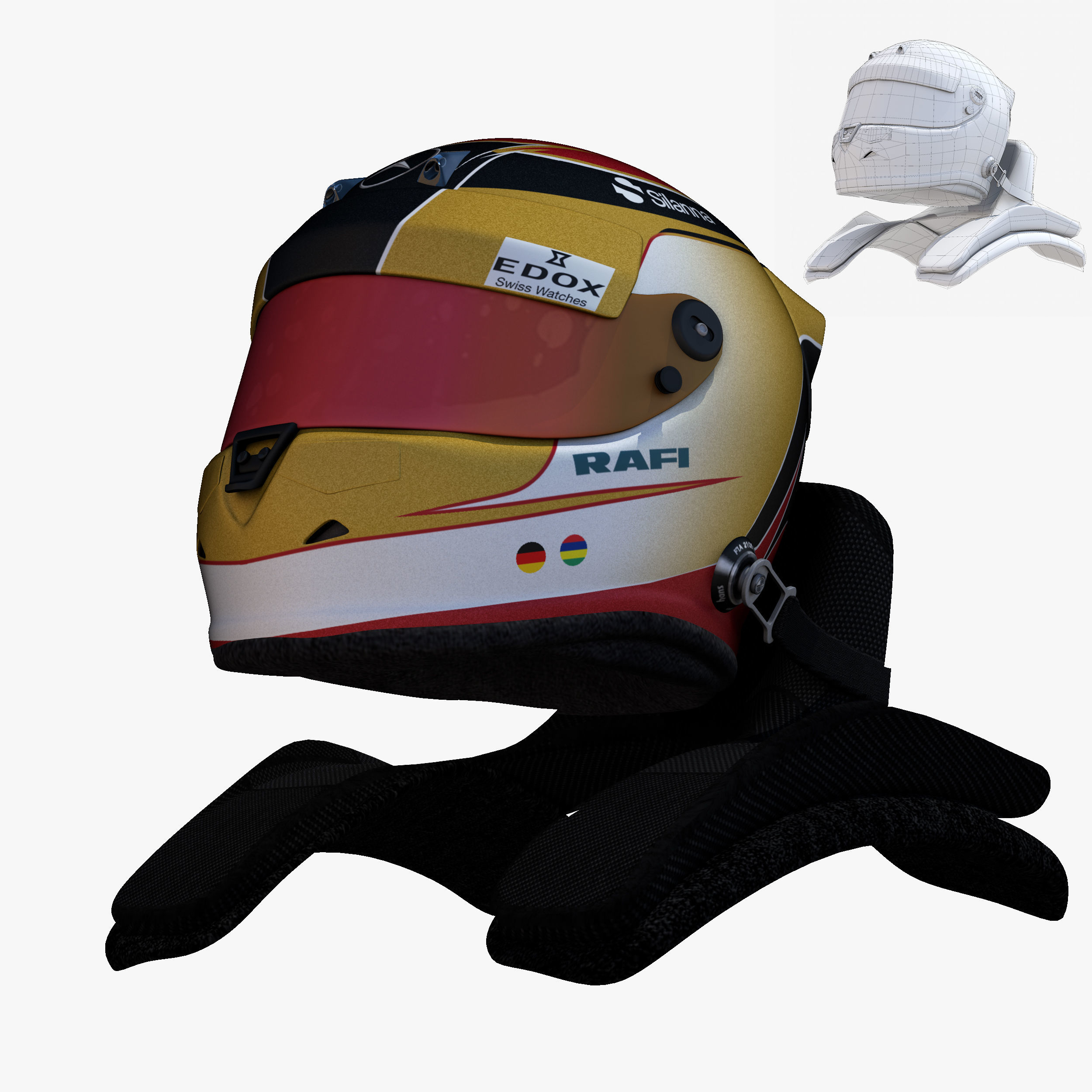 Wehrlein helmet 2017 Low-poly 3D model_6