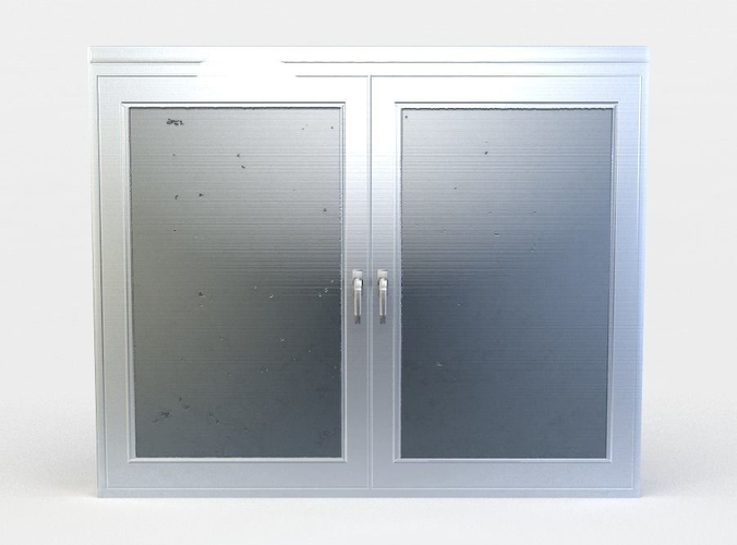 Door with glass Low-poly 3D model
