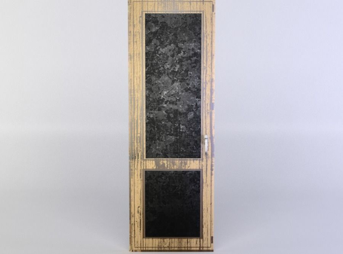 Door wooden cabinet with glass Low-poly 3D model