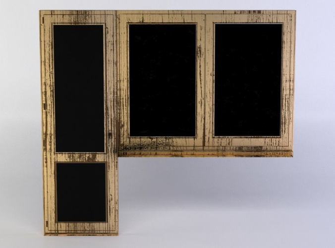 Door with window Low-poly 3D model