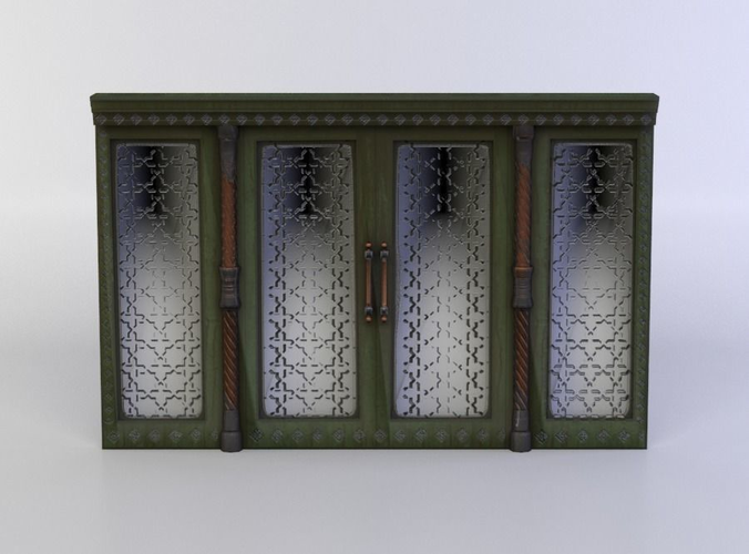 Door with metal bars Low-poly 3D model