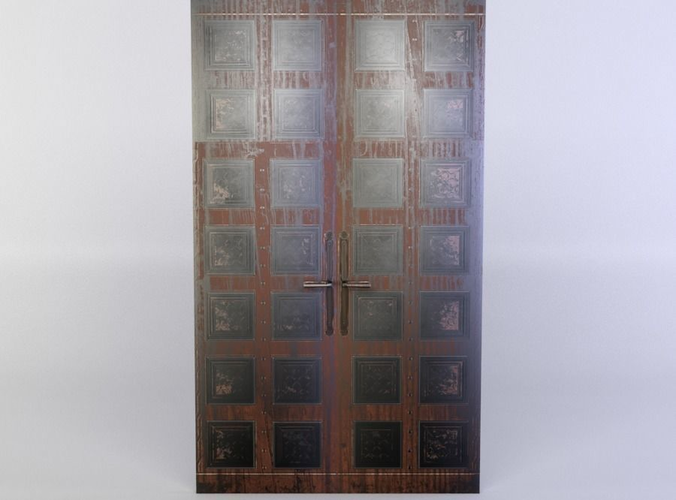 Door wooden Low-poly 3D model