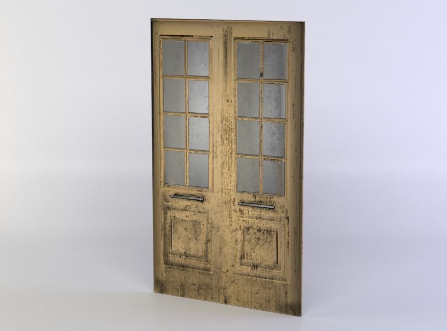 Door wooden pole Low-poly 3D model_1