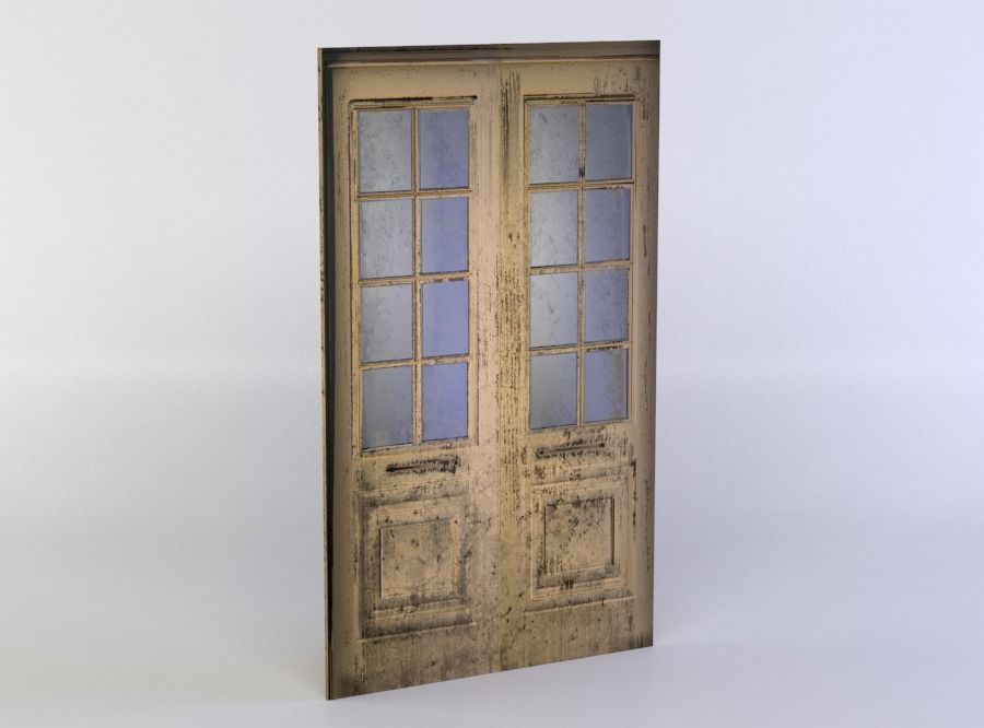 Door wooden pole Low-poly 3D model_2