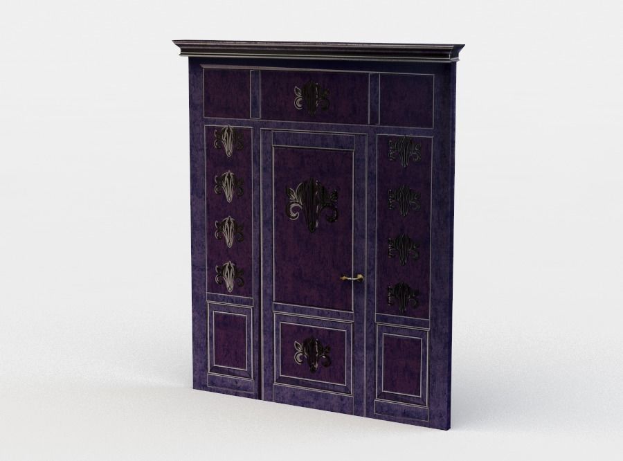 Door with handle Low-poly 3D model_1