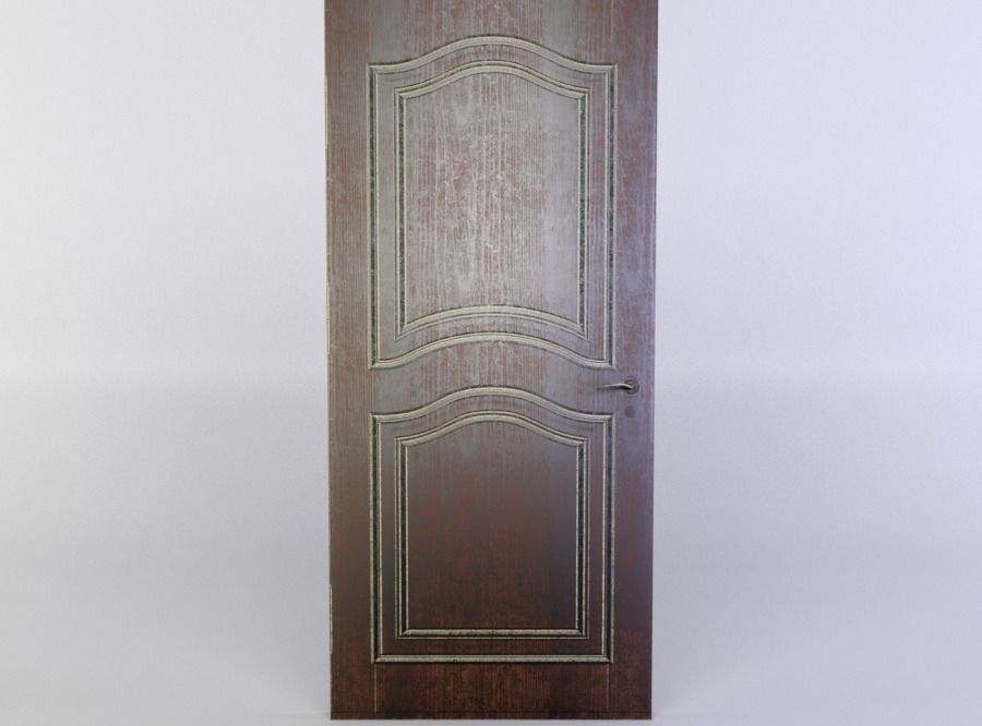 Door wooden Low-poly 3D model_0