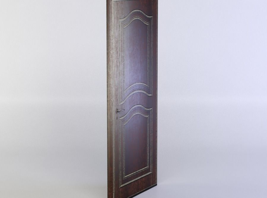 Door wooden Low-poly 3D model_1