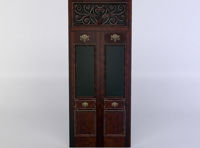 Door wooden with ornate carvings