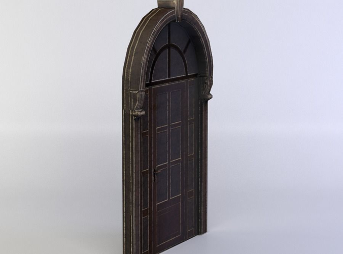 Door wooden with arched windows