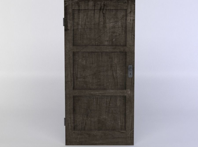 Door with three panels Low-poly 3D model