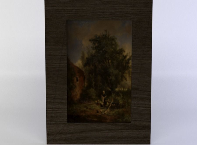 Painting in frame Low-poly 3D model