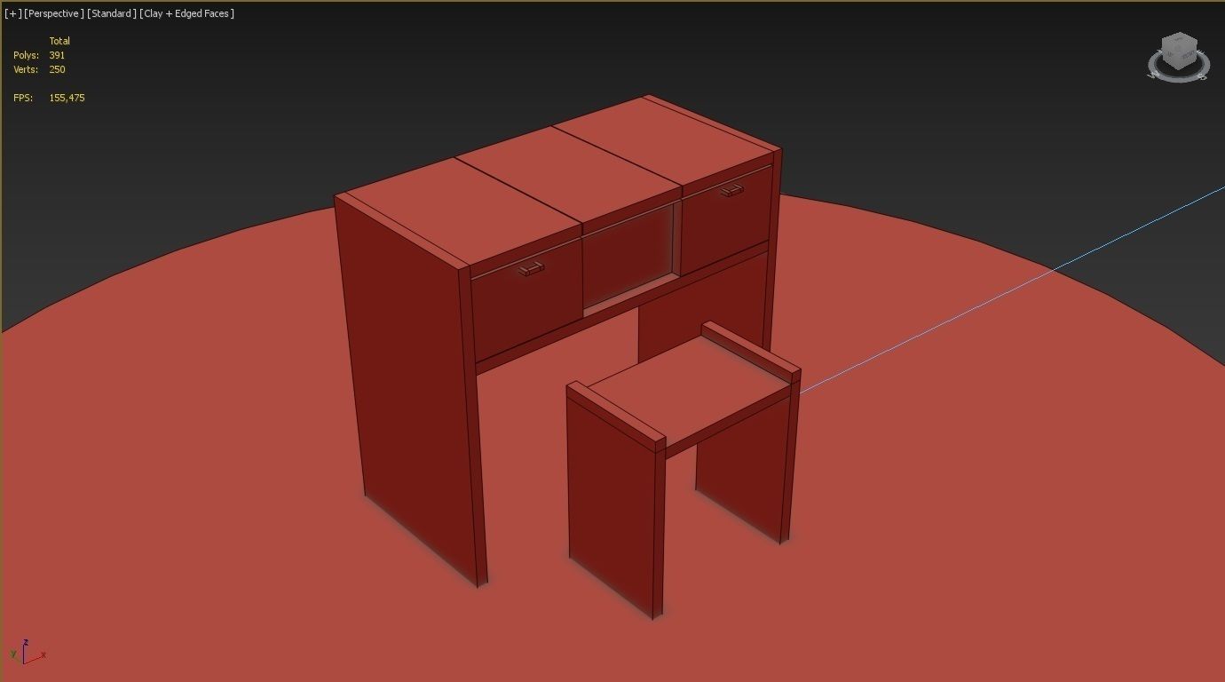 Make-up Desk Low-poly 3D model_4
