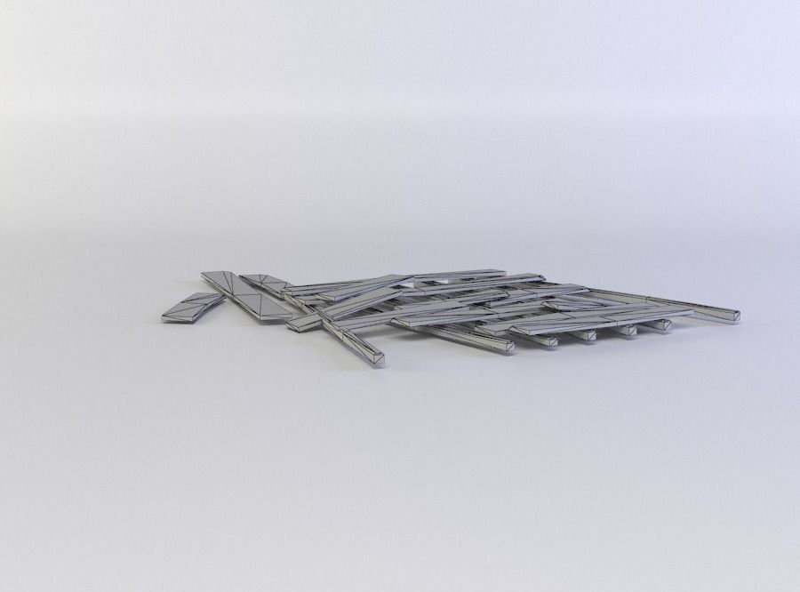 Planks ruins Low-poly 3D model_5