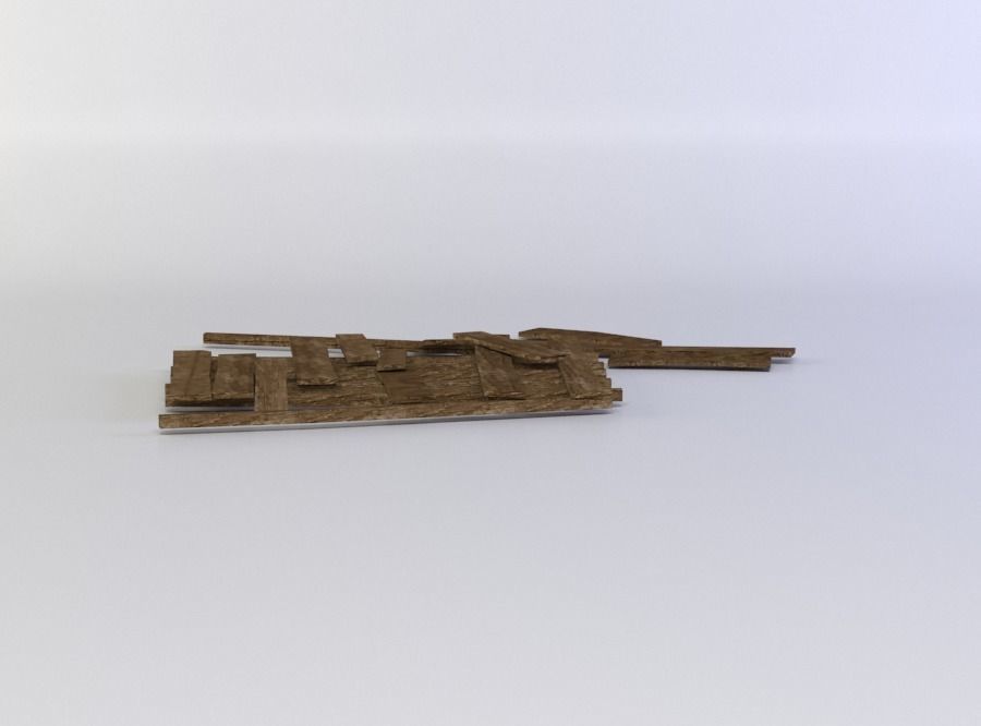 Planks ruins Low-poly 3D model_0