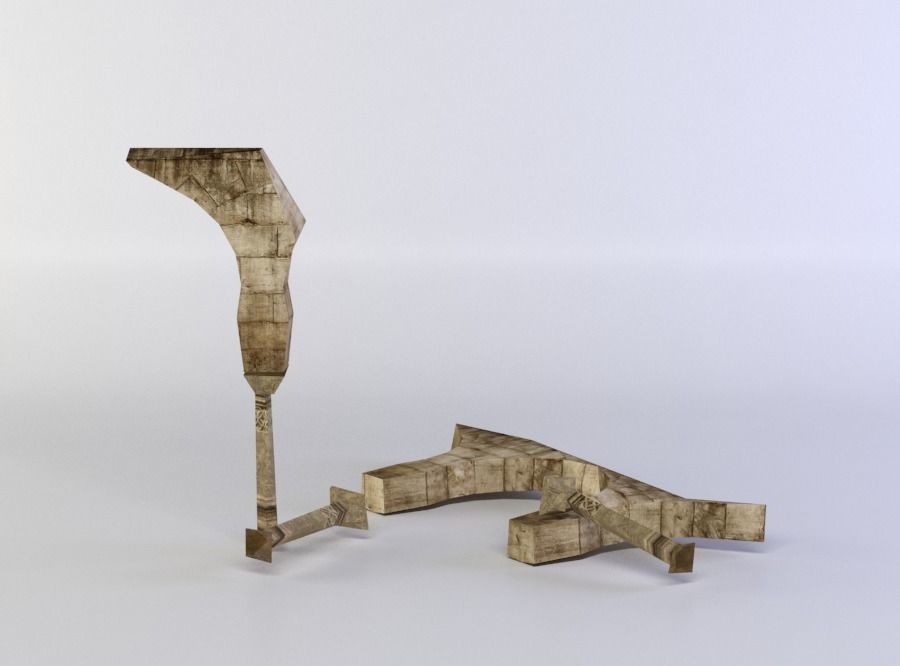 Column ruins Low-poly 3D model_0