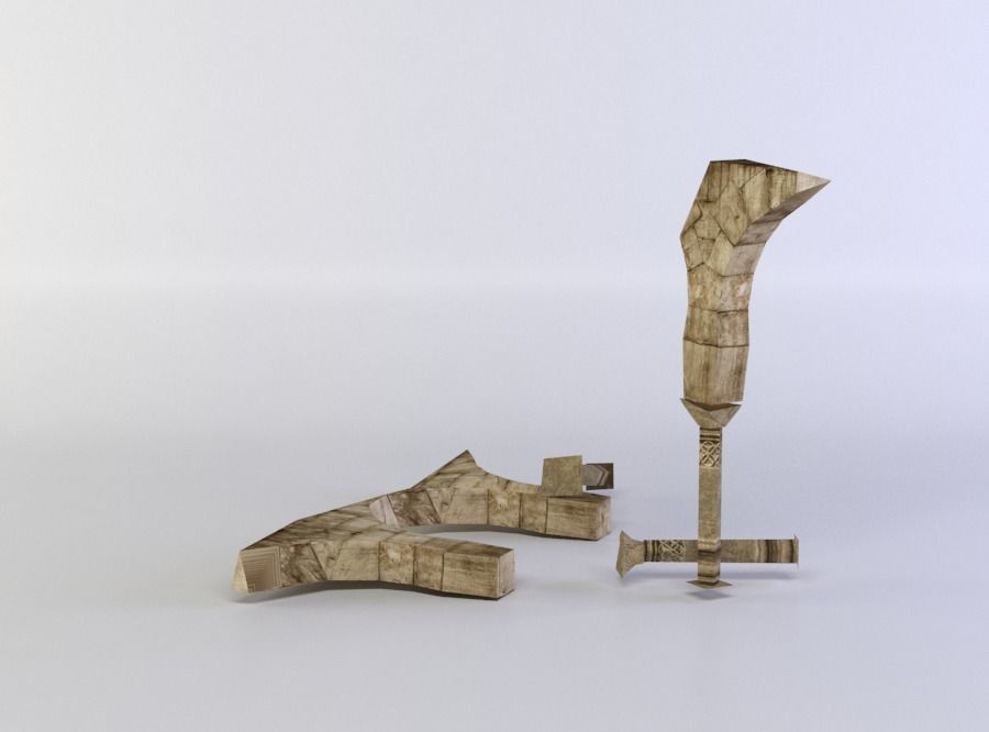 Column ruins Low-poly 3D model_2