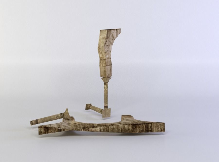 Column ruins Low-poly 3D model_1