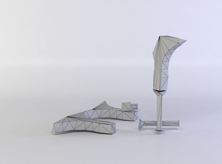 Column ruins Low-poly 3D model_5