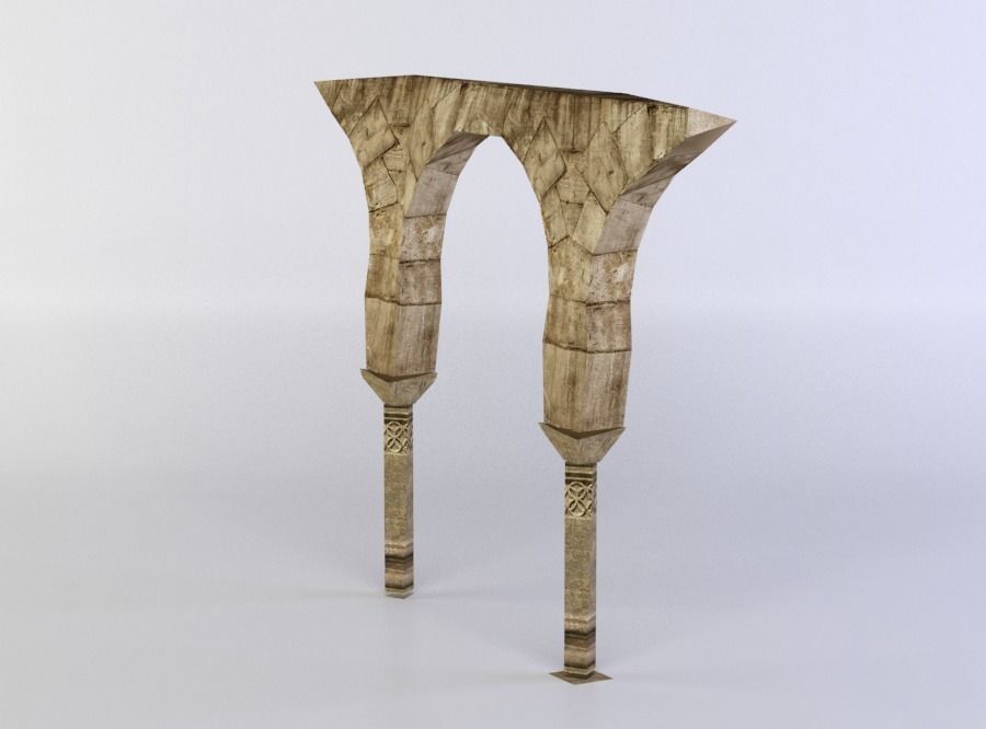 Column ruins Low-poly 3D model_2