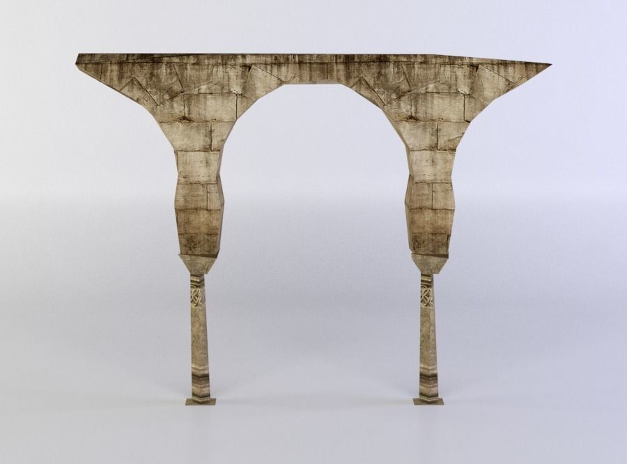 Column ruins Low-poly 3D model_0