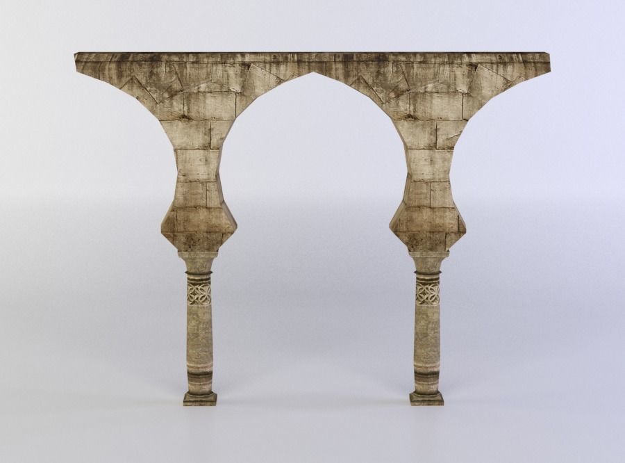 Column ruins Low-poly 3D model_0