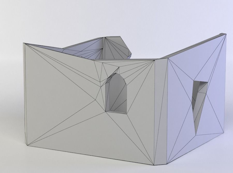 Building ruins Low-poly 3D model_4