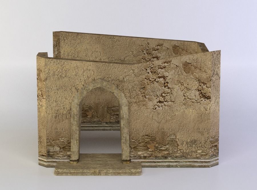 Building ruins Low-poly 3D model_0