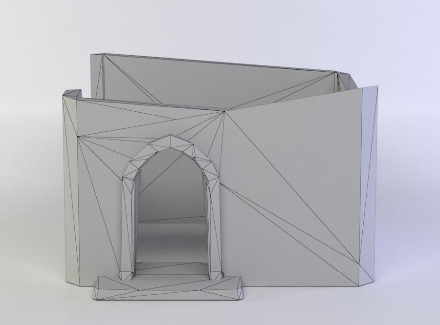 Building ruins Low-poly 3D model_3