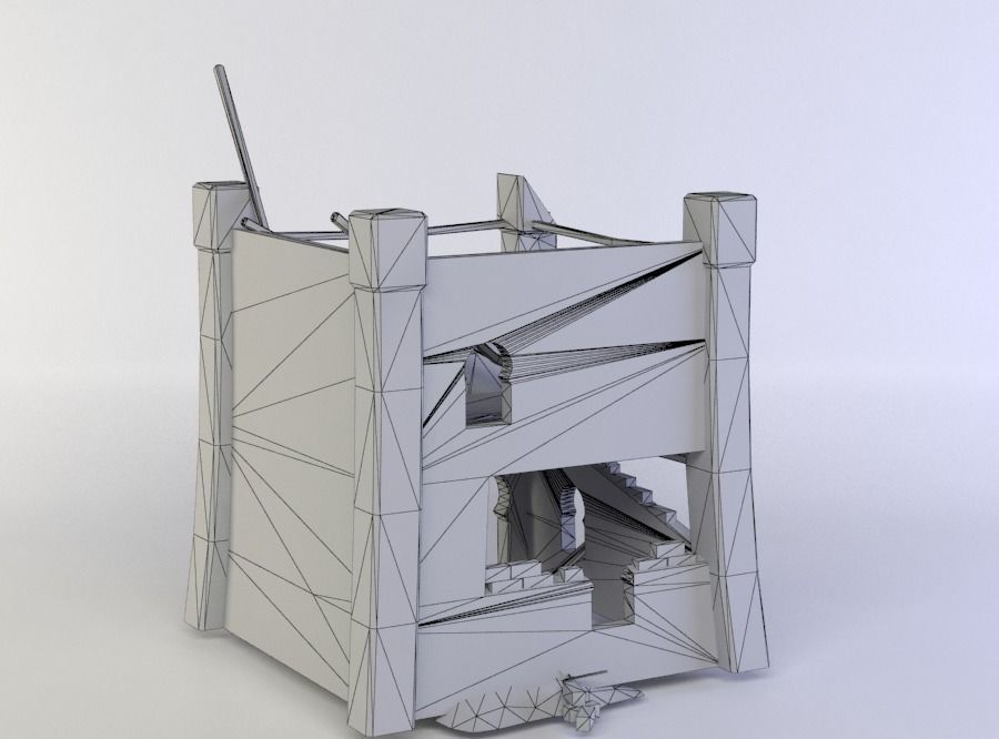 Building ruins Low-poly 3D model_5