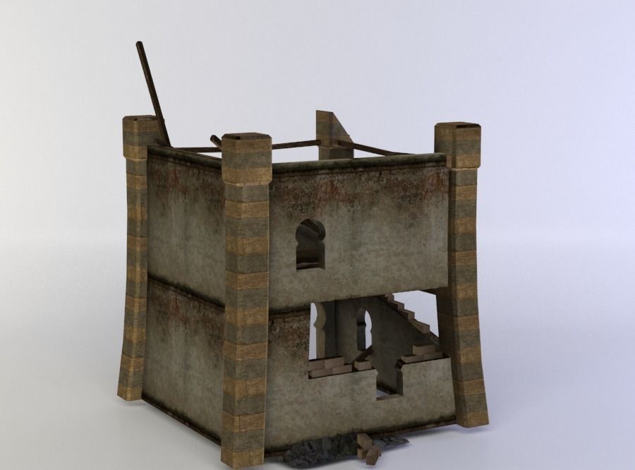 Building ruins Low-poly 3D model_2