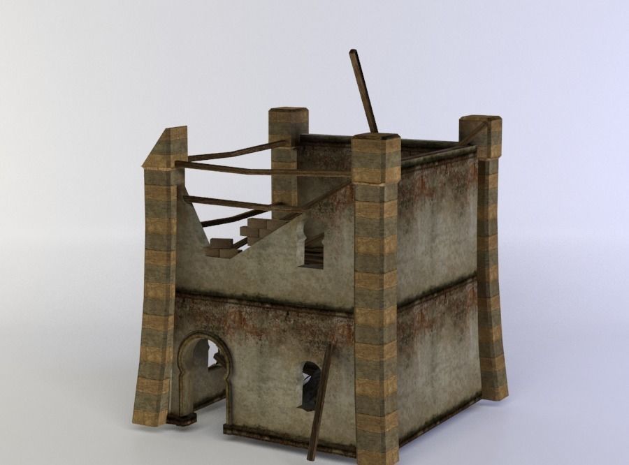 Building ruins Low-poly 3D model_1