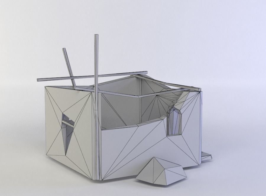 Building ruins Low-poly 3D model_5