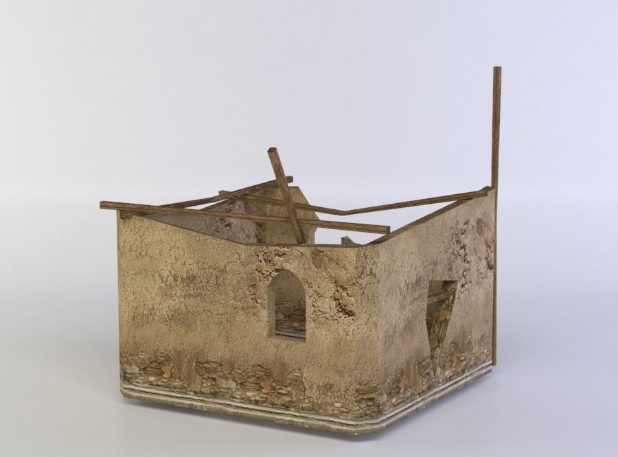 Building ruins Low-poly 3D model_1