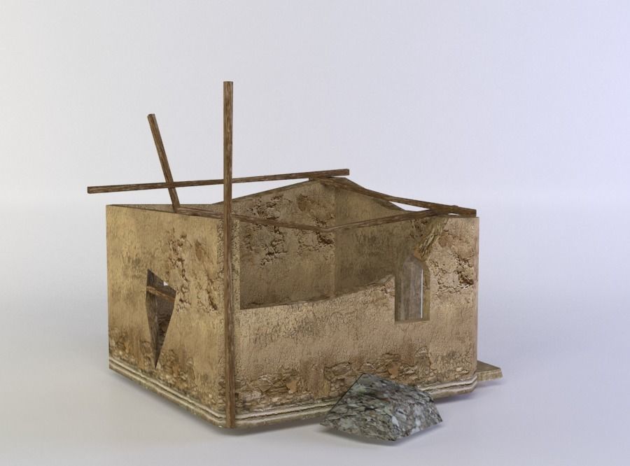 Building ruins Low-poly 3D model_2