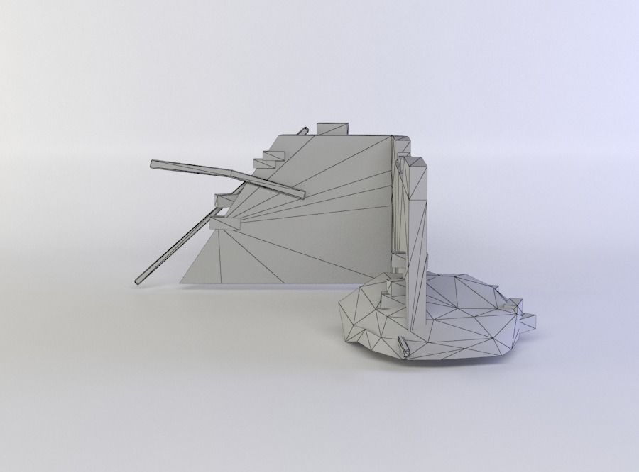 Building ruins Low-poly 3D model_3