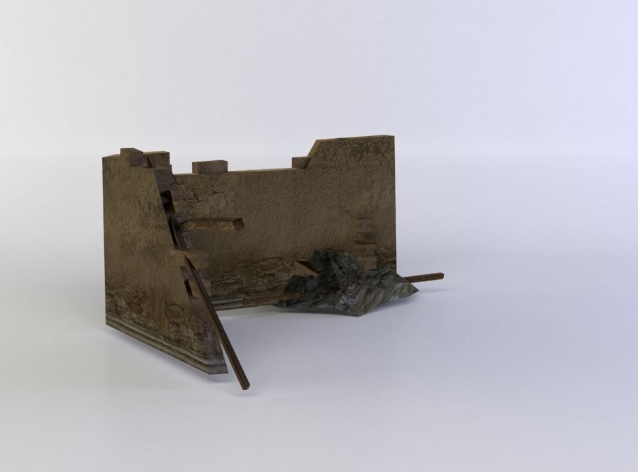 Building ruins Low-poly 3D model_2