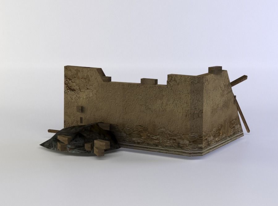 Building ruins Low-poly 3D model_1