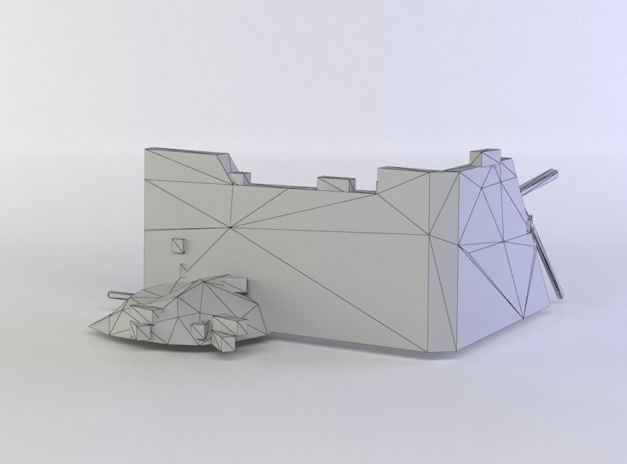 Building ruins Low-poly 3D model_4