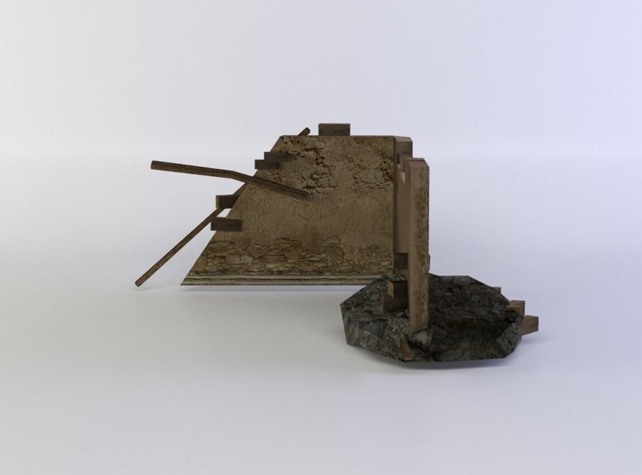 Building ruins Low-poly 3D model_0