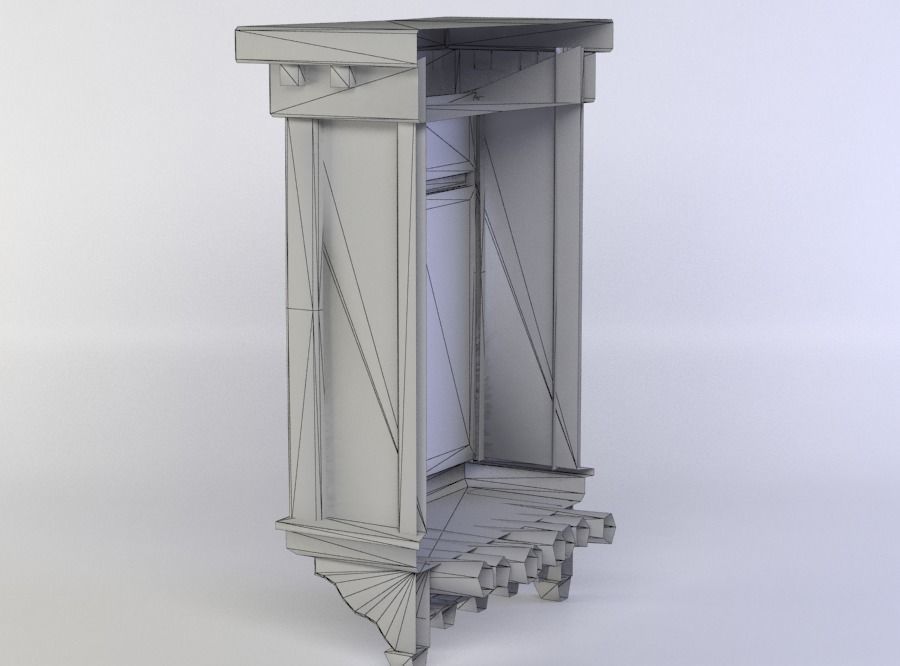 Window wooden cabinet Low-poly 3D model_4