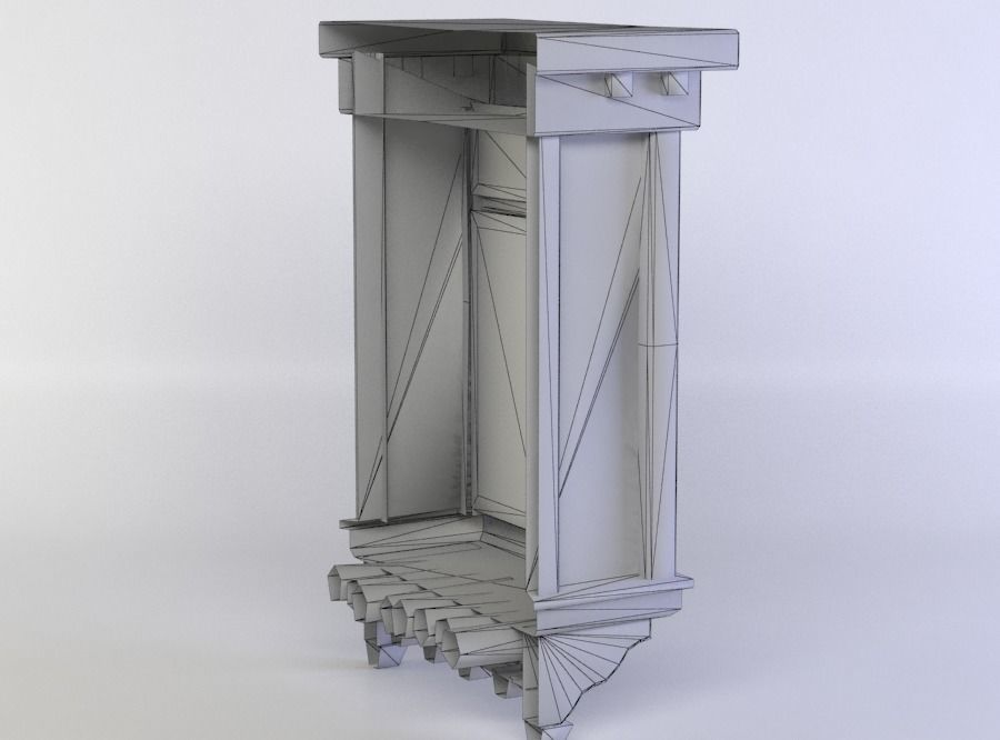 Window wooden cabinet Low-poly 3D model_5