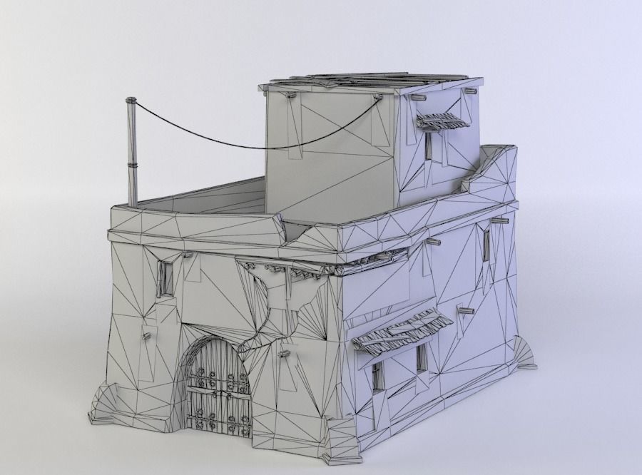 Oriental house Low-poly 3D model_4