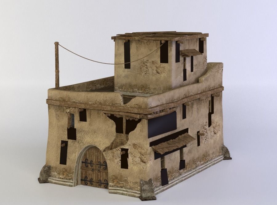 Oriental house Low-poly 3D model_1